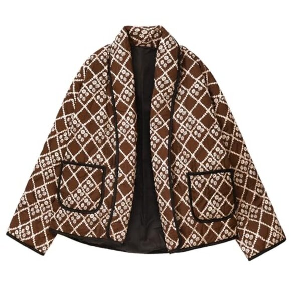 Cropped Quilted Puffer Jacket Oversized Y2K Chic Packable Lightweight Winter - Picture 4 of 6